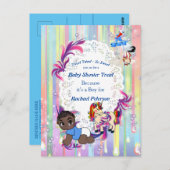 男の赤ちゃんバブル&ユニコーン赤ちゃんシャワー ポストカード (正面/裏面)