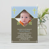 男の赤ちゃんバプティスフォトフラット招待状 招待状 (スタンド正面)