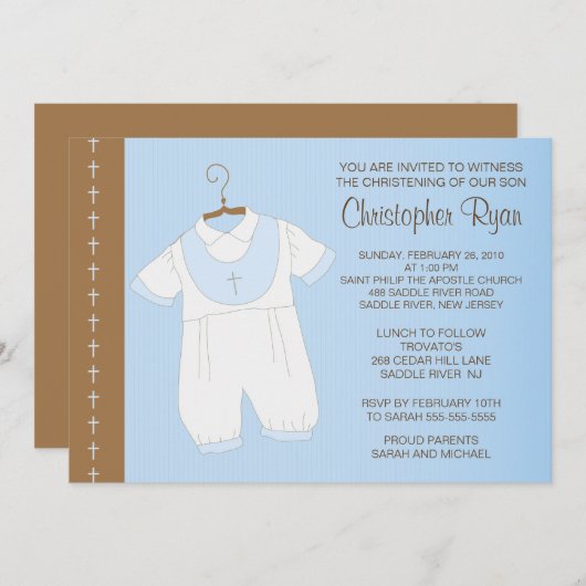 男の赤ちゃんバプティスマ/《キリスト教》洗礼式や命名式の誘導 招待状 (正面/裏面)