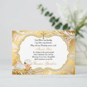 男の赤ちゃんバプテスマ金ゴールドクロスサンキュー サンキューカード (スタンド正面)