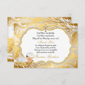 男の赤ちゃんバプテスマ金ゴールドクロスサンキュー サンキューカード (正面/裏面)