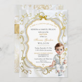 男の赤ちゃんバプテスマ《キリスト教》洗礼式や命名式聖書 招待状 (正面/裏面)