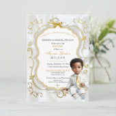 男の赤ちゃんバプテスマ《キリスト教》洗礼式や命名式聖書 招待状 (スタンド正面)