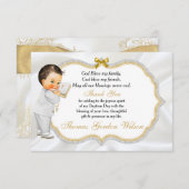 男の赤ちゃんバプテスマ《キリスト教》洗礼式や命名式金ゴールドクロスサンキュー サンキューカード (正面/裏面)