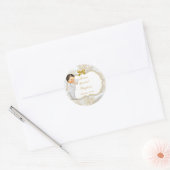 男の赤ちゃんバプテスマ《キリスト教》洗礼式や命名式金ゴールドクロス ラウンドシール (封筒)