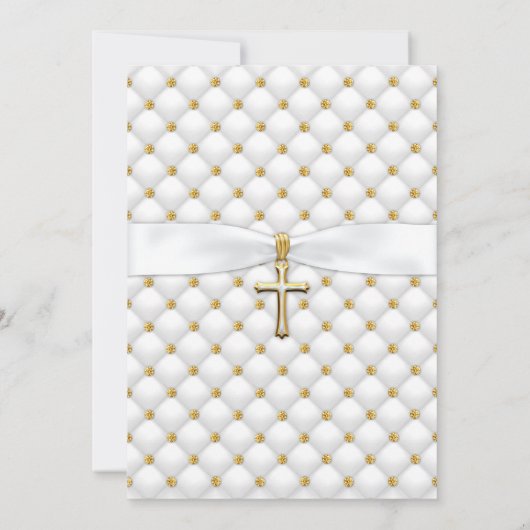 男の赤ちゃんバプテスマ《キリスト教》洗礼式や命名式金ゴールドクロス 招待状 (裏面)