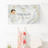 男の赤ちゃんバプテスマ《キリスト教》洗礼式や命名式金ゴールドクロス 横断幕 (インサイチュ)