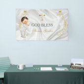 男の赤ちゃんバプテスマ《キリスト教》洗礼式や命名式金ゴールドクロス 横断幕 (トレードショー)