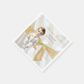 男の赤ちゃんバプテスマ《キリスト教》洗礼式や命名式金ゴールドボウ スタンダードカクテルナプキン (角)