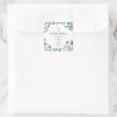 男の赤ちゃんバプテスムキュートブルーフローラ宗教十字架 スクエアシール (バッグ)