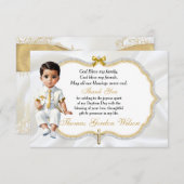 男の赤ちゃんバプテスムコミューニオンサンクスユキュ金ゴールドクロス サンキューカード (正面/裏面)