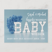 男の赤ちゃんバルーン妊娠告知はがき ポストカード (正面)