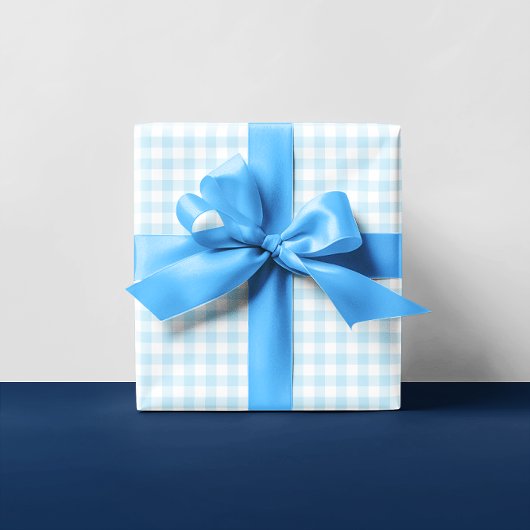 男の赤ちゃんパステルブルーギンガムプレイド数々の ラッピングペーパーシート