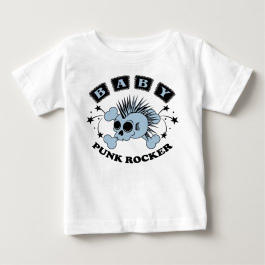 男の赤ちゃんパンクスカル ベビーTシャツ (正面)