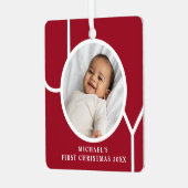 男の赤ちゃんパーソナライズされたの初めてのクリスマス写真 メタルオーナメント (正面左)
