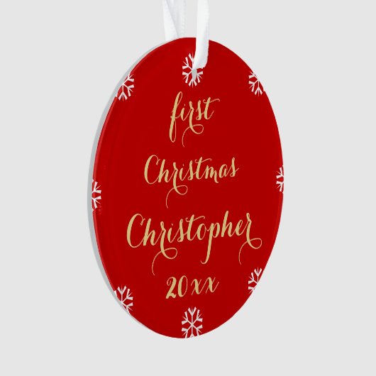 男の赤ちゃんパーソナライズされたガール初めてのクリスマス名 オーナメント (正面)