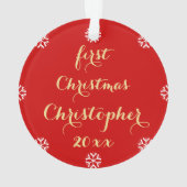 男の赤ちゃんパーソナライズされたガール初めてのクリスマス名 オーナメント (裏面)