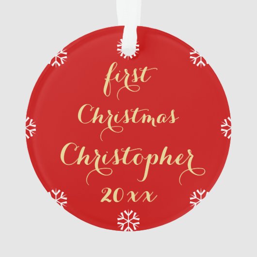 男の赤ちゃんパーソナライズされたガール初めてのクリスマス名 オーナメント (裏面)