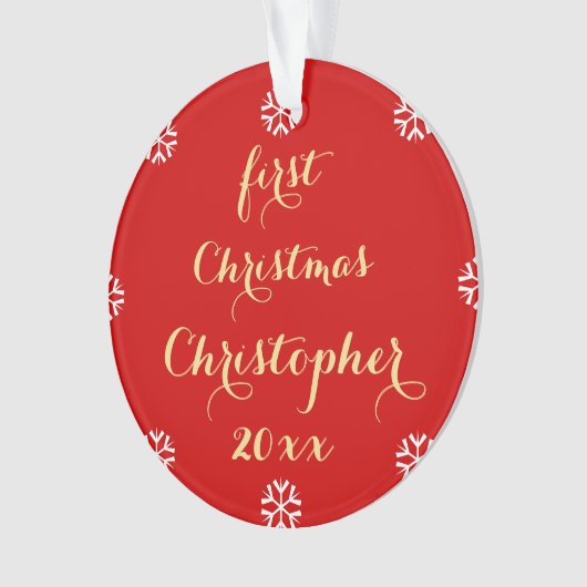 男の赤ちゃんパーソナライズされたガール初めてのクリスマス名 オーナメント (正面)