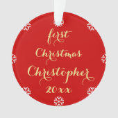 男の赤ちゃんパーソナライズされたガール初めてのクリスマス名 オーナメント (正面)