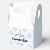 男の赤ちゃんパーソナライズされたバプティスブルー金ゴールドクロスファゴ フェイバーボックス (オープン)