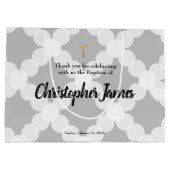 男の赤ちゃんパーソナライズされたバプテスグレイ金ゴールドクロス ラージペーパーバッグ (裏面)