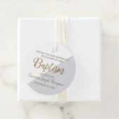 男の赤ちゃんパーソナライズされたバプテスマ金ゴールドグレイありがとう フェイバータグ (インサイチュ)