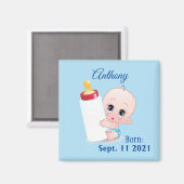 男の赤ちゃんパーソナライズされた冷凍機 マグネット (正面/裏面)