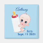 男の赤ちゃんパーソナライズされた冷凍機 マグネット (正面)