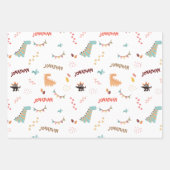 男の赤ちゃんパーソナライズされた恐竜の名前と年齢の誕生日 ラッピングペーパーシート (正面3)