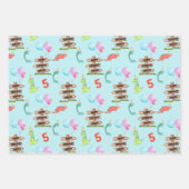 男の赤ちゃんパーソナライズされた恐竜の名前と年齢の誕生日 ラッピングペーパーシート (正面2)