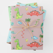 男の赤ちゃんパーソナライズされた恐竜の名前と年齢の誕生日 ラッピングペーパーシート (インサイチュ)