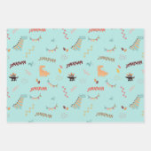 男の赤ちゃんパーソナライズされた恐竜の名前と年齢の誕生日 ラッピングペーパーシート (正面3)