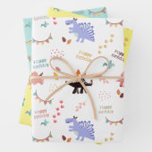 男の赤ちゃんパーソナライズされた恐竜の名前と年齢の誕生日 ラッピングペーパーシート (インサイチュ)