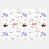 男の赤ちゃんパーソナライズされた恐竜の名前と年齢の誕生日 ラッピングペーパーシート (正面)