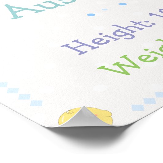 男の赤ちゃんパーソナライズされた誕生プリント日 ポスター (角)