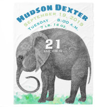 男の赤ちゃんパーソナライズされた誕生レコード統計エレファント