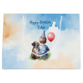 男の赤ちゃんパーソナライズされた誕生日 ラージペーパーバッグ (正面)