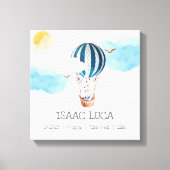 男の赤ちゃんパーソナライズされた誕生統計フォトキャンバス キャンバスプリント (正面)