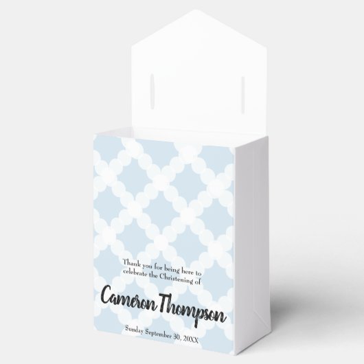 男の赤ちゃんパーソナライズされた《キリスト教》洗礼式や命名式ブルー金ゴールドクロス フェイバーボックス (オープン)