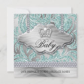 男の赤ちゃんパーティー招待状ブルークラウンジュエリー離れ 案内状 (正面)