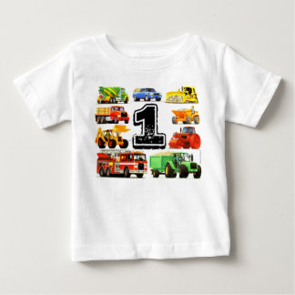 男の赤ちゃんビッグトラック1st誕生日 ベビーTシャツ