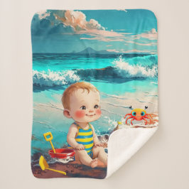 男の赤ちゃんビーチ シェルパブランケット
