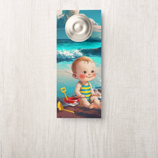 男の赤ちゃんビーチ ドアノブサイン (ノブ)