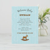 男の赤ちゃんファミリーシャワー揺動馬招待状 招待状 (スタンド正面)