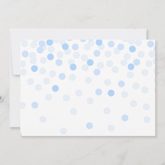 男の赤ちゃんファースト誕生日ブルー紙吹雪写真 招待状 (裏面)