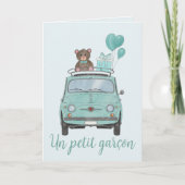 男の赤ちゃんフィアット500フランスのおめでとう カード (正面)