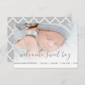 男の赤ちゃんフォトグレークローバー誕生 案内状 (正面/裏面)