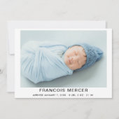 男の赤ちゃんフォトコラージュ誕生 案内状 (正面)