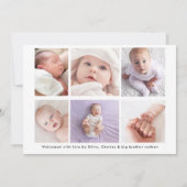 男の赤ちゃんフォトコラージュ誕生 案内状 (裏面)